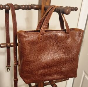 PLG Crossbody Tote Medium Tote -Nutmeg - Pebbled Leather Tote